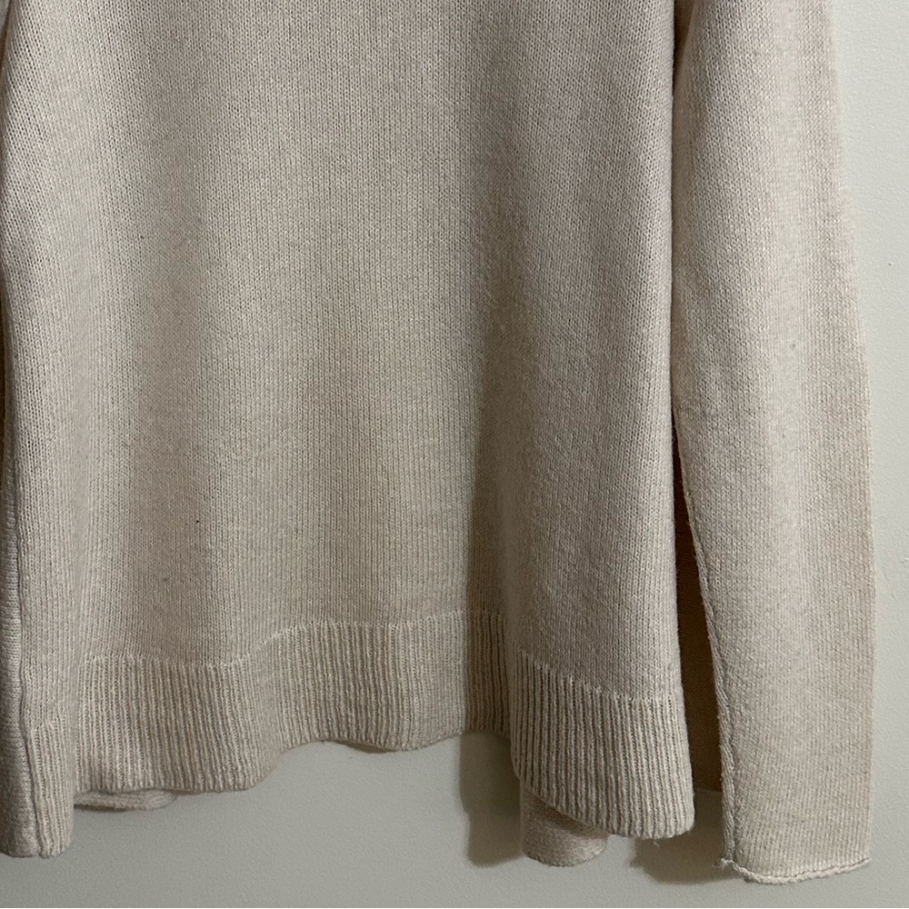 Nurture Cream Cotton/Wool Blend Shawl Collar Open Front Cardigan Sweater, Size L - Picture 5 of 7